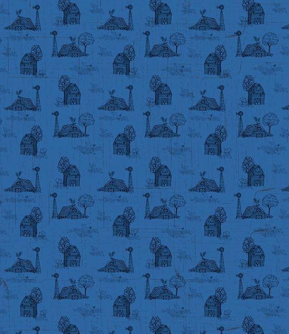 Farmall Toile Blue From A.E. Nathan Fabrics