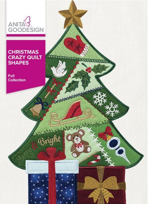 Anita Goodesign Christmas Crazy Quilt Shapes Full Collection Embroidery Pattern