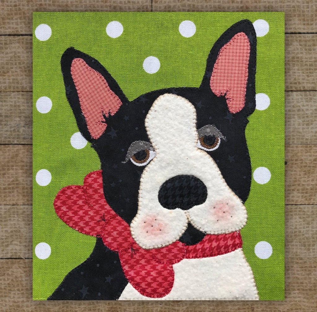 Boston Terrier 2  Precut Prefused Applique Kit from The Whole Country Caboodle