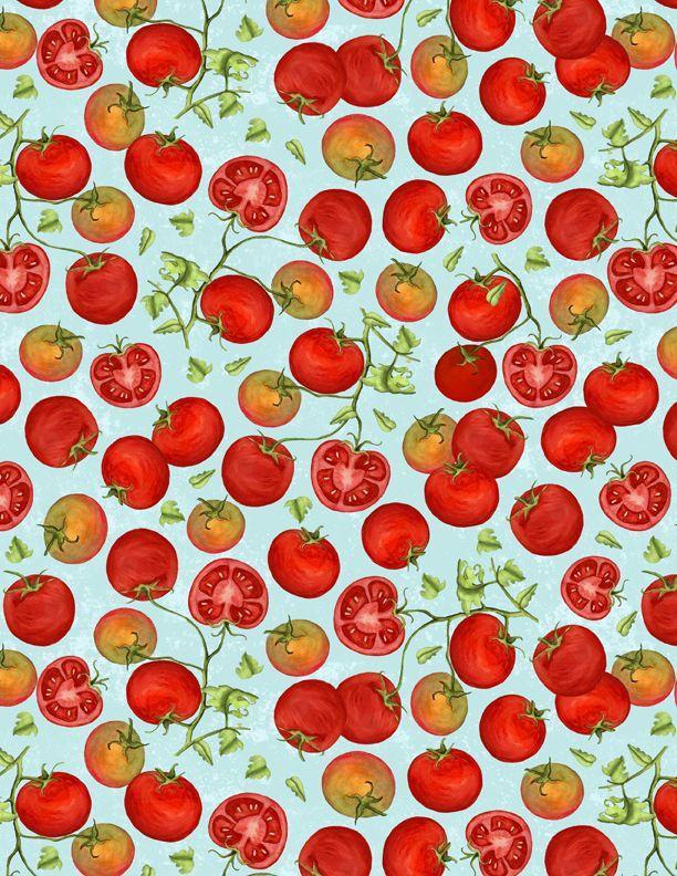 Country Road Market Tomatoes On Blue From Wilmington Prints