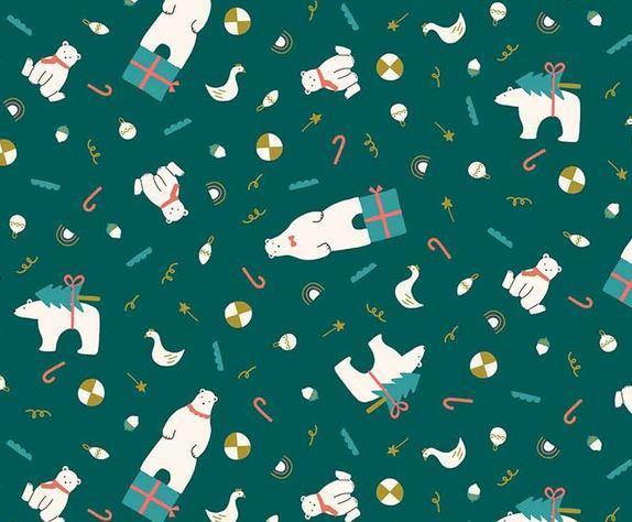 Polar Magic Bear Presents Teal  By Lemonni From Figo Fabrics