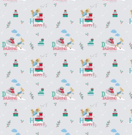 Peter Rabbit Christmas Dashing, Hoppy From Visage Textiles