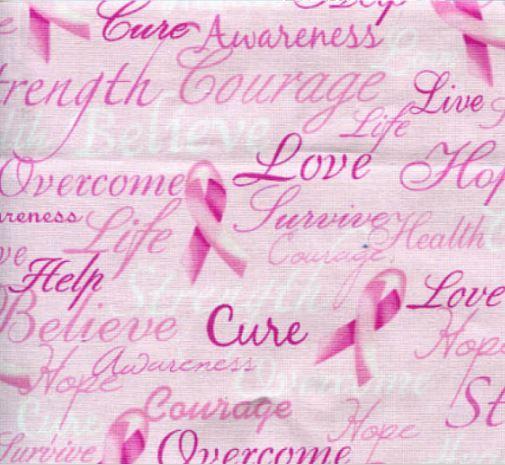 Breast Cancer Words With Ribbons From Timeless Treasures