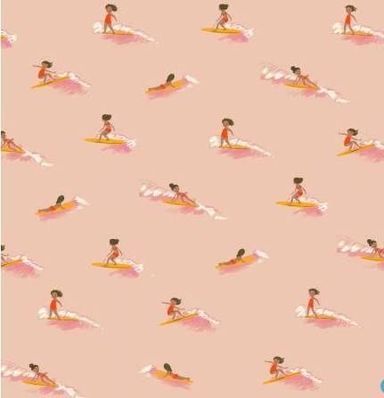 Mailibu Tiny Surfers Peach By Heather Ross From Windham Fabrics