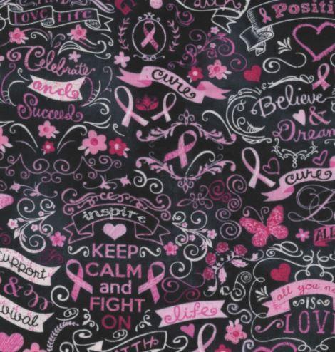 Breast Cancer Pink Ribbon Chalkboard From Timeless Treasures