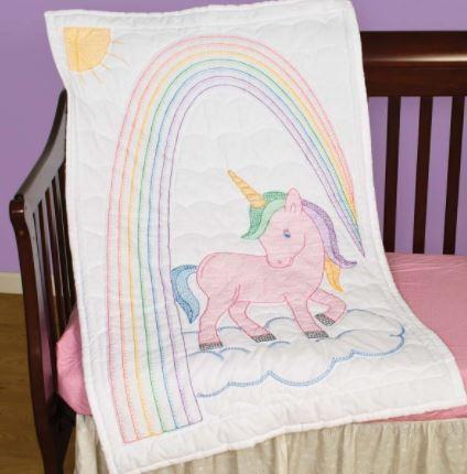 Crib Quilt Top: Unicorn from Jack Dempsey Needle Art