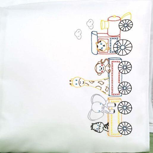 Jungle Train  Pillowcase From Jack Dempsey Needle Art