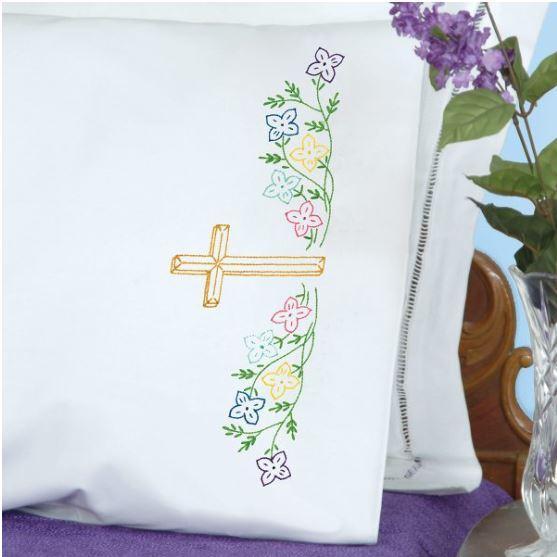 Perle Edge Pillowcases Cross From Jack Dempsey Needle Art