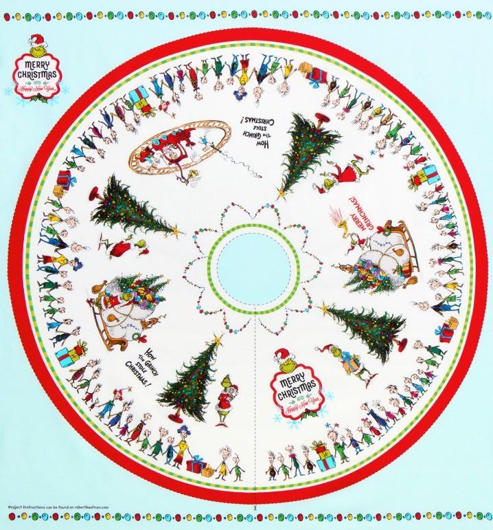 How the Grinch Stole Christmas Tree Skirt Panel by Dr. Suess Enterprises for Robert Kaufman