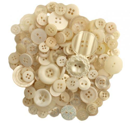 Button Mason Jar Antique White from Buttons Galore