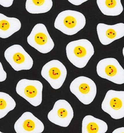 Farm To Table Fried Eggs Black  By Ann Kelle Designs  From Robert Kaufman