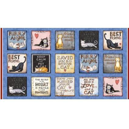 All You Need Is Love & A Cat Multi Block Panel By Beth Logan For Henry Glass