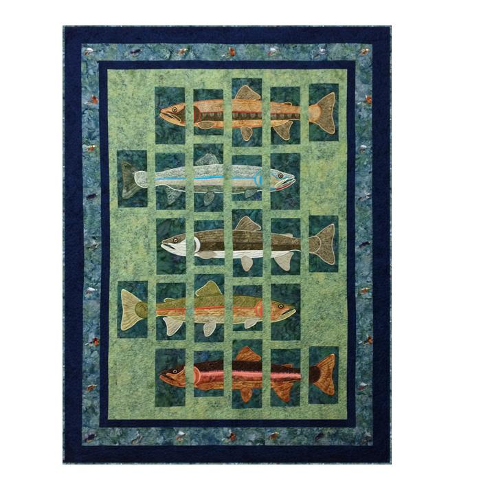 About Trout Quilt Kit With Machine Embroidery Pattern From Lunch Box Quilts