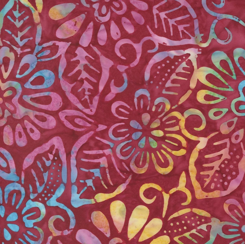 Bermuda Batiks Ruby Flowers By Moda