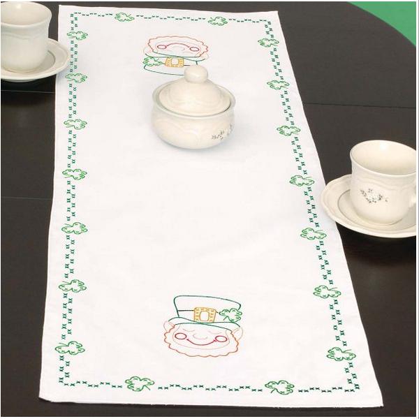 St. Patricks Day Table Runner Stamped For Cross Stitch & Embroidery