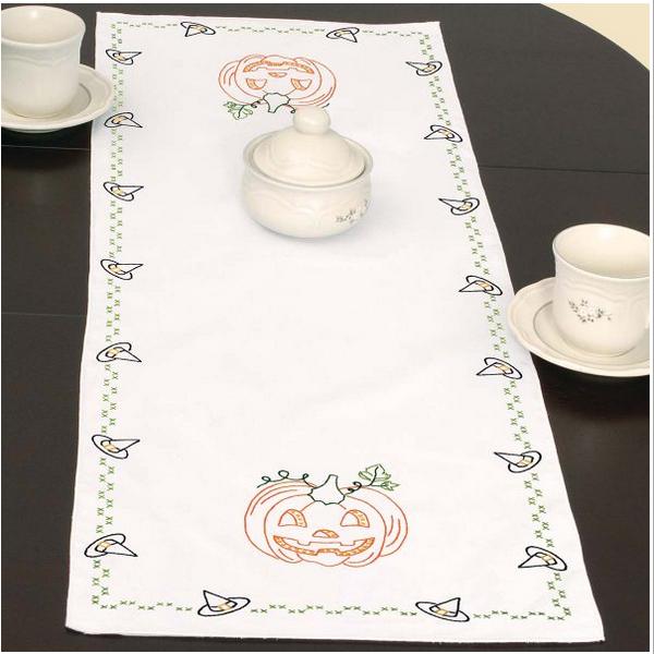 Halloween Table Runner Stamped for Cross Stitch & Embroidery