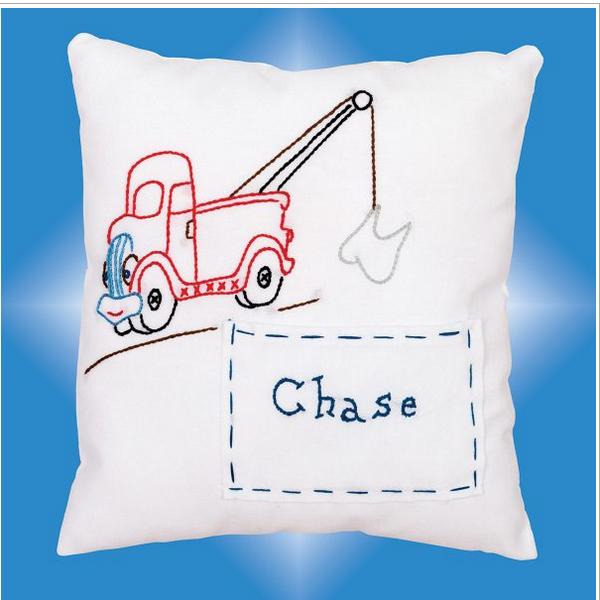 Tooth Fairy Tow Truck Pillow Stamped for Cross Stitch & Embroidery