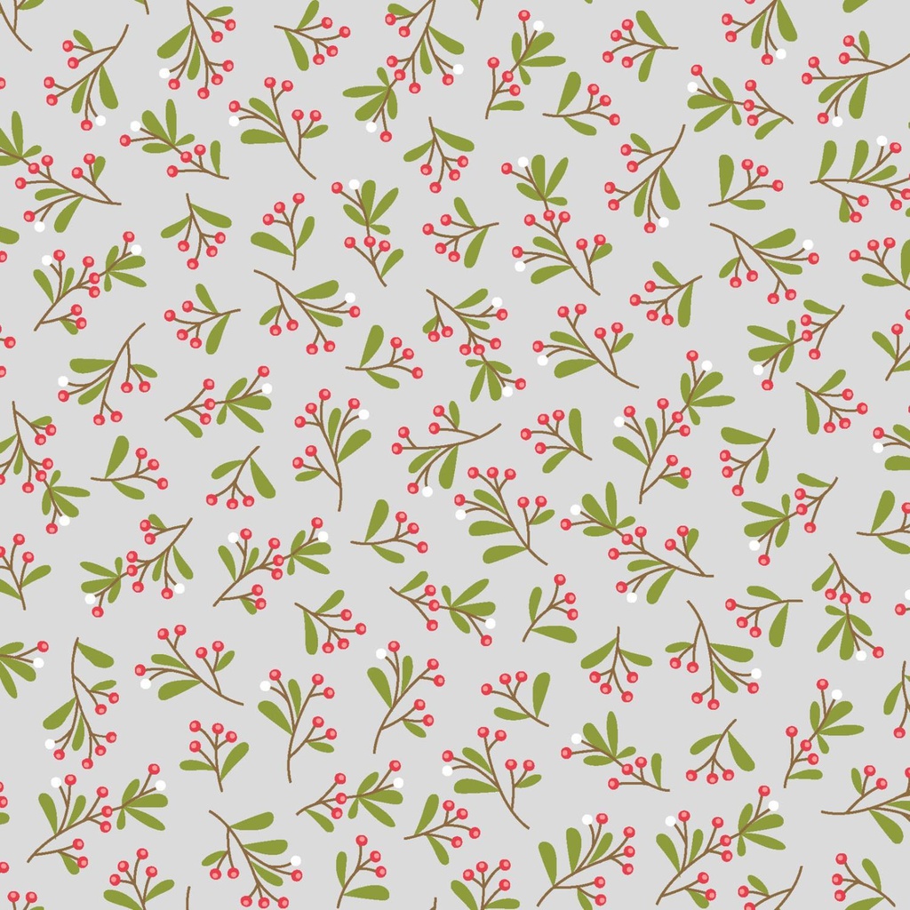 Cup Of Cheer Mistletoe Grey By Kimberbell For Maywood Studio