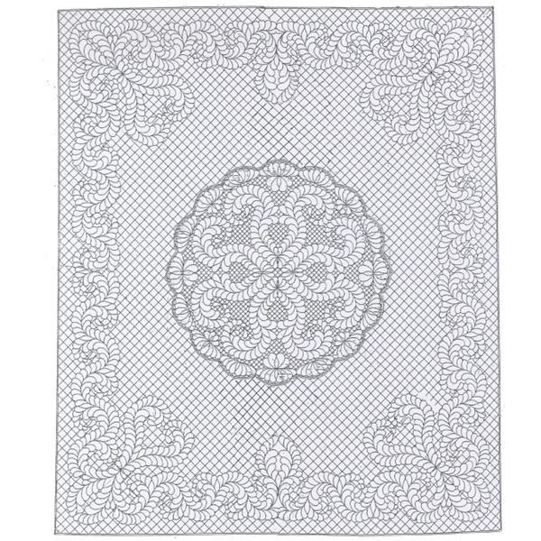 Fantasy Feathers White Wholecloth Quilt Top Panel 