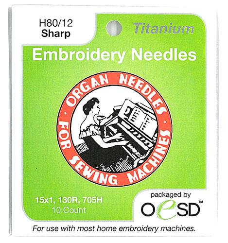 Organ Titanium Emboidery Needles, Shpar 80/12