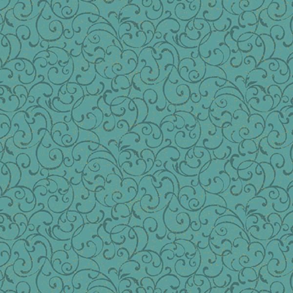 Festive Medley Winter Scroll Medium Teal By Jackie Robinson For Benartex