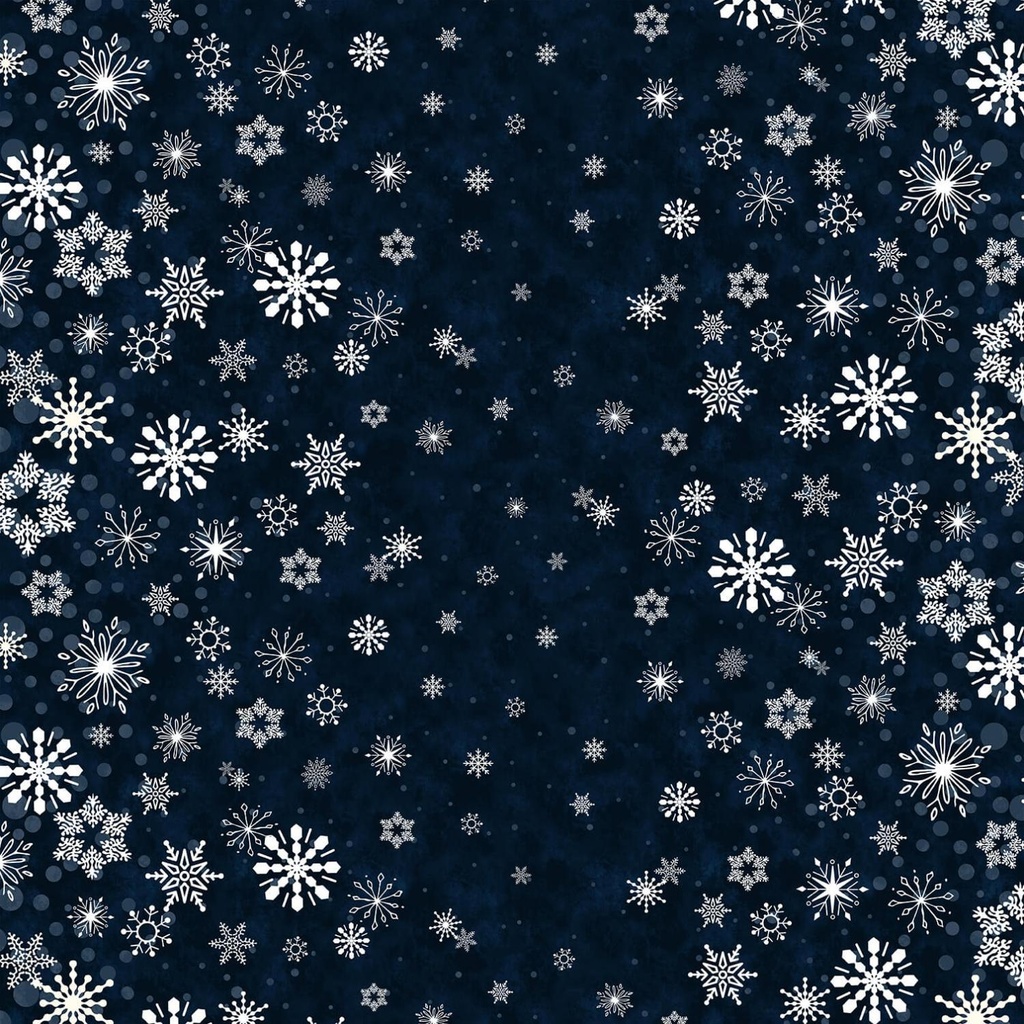 Flurry Friends Snowflake Border Stripe Navy by Barb Tourtillotte for Henry Glass