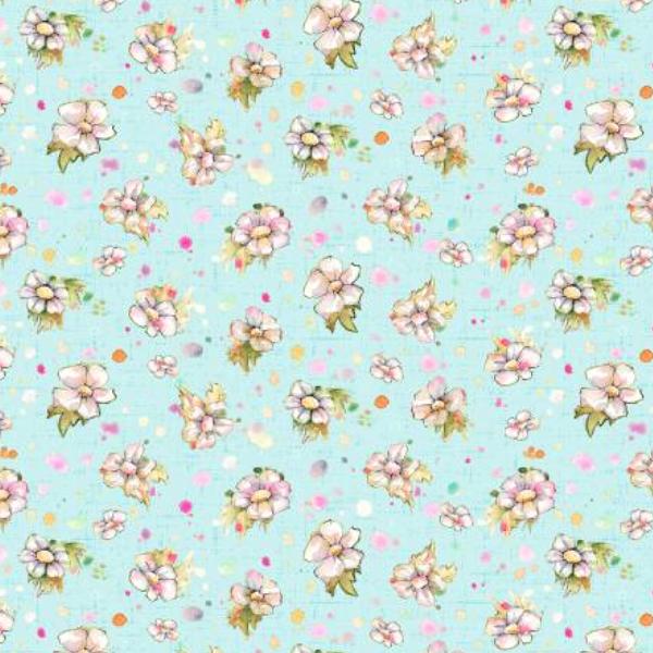 Boots & Blooms Small Floral Teal By Sillier Than Sally Designs For P & B Textiles