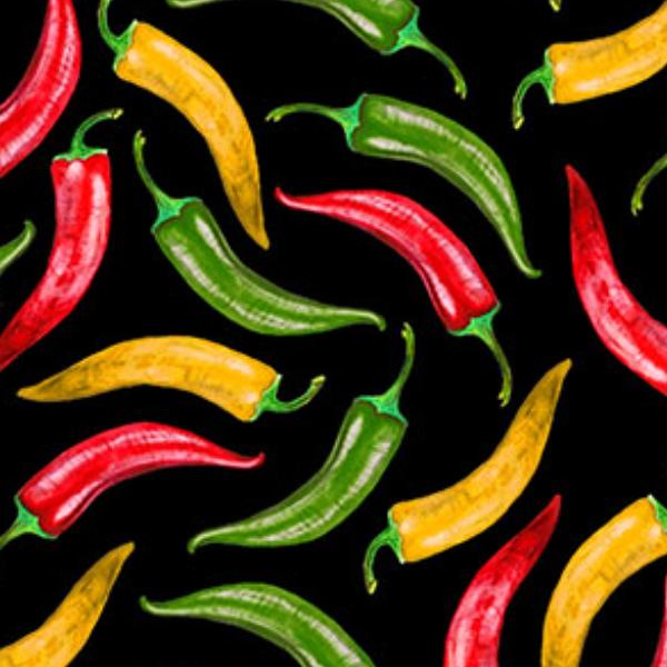 Smokin Hot Peppers On Black Background From Northcott