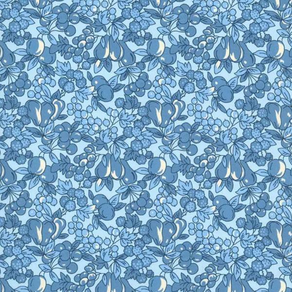 Sunnyside Farm Fruit Blue By Debbie Beaves From Flowerhouse For Robert Kaufman Fabrics