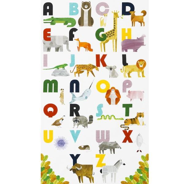 A To Z Animals Panel White From Robert Kaufman