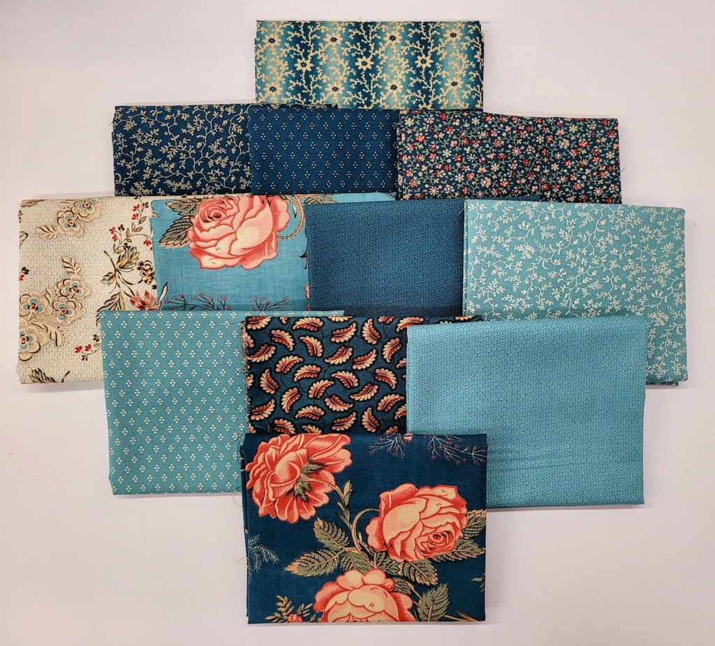 Kate's Garden Gate Blue Fat Quarter Bundle from Moda