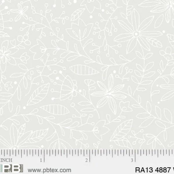 Ramblings 13 Outline Floral White On White By P & B Textiles