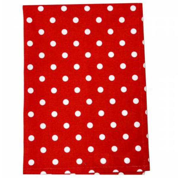 Tea Towel Polka Dot Bright Red by Dunroven House