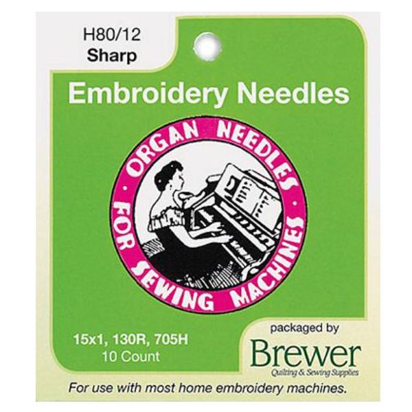 Organ Sharps 80/12 Embroidery Needle, 10ct