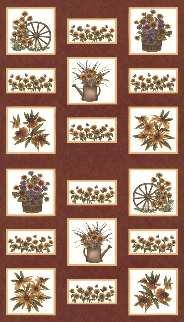 Sunflower Garden Panel Rust by Holly Taylor for Moda