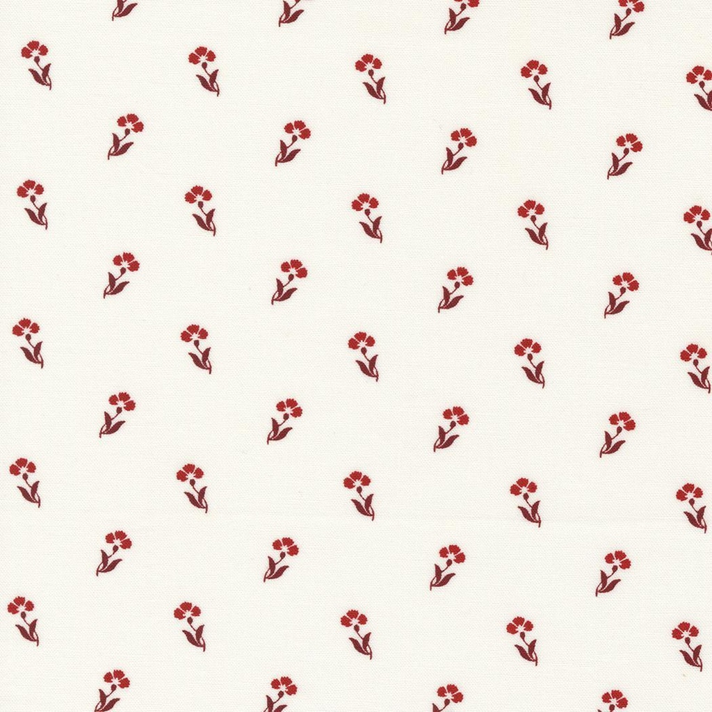 Red White Gatherings Carnation Vanilla By Primitive Gatherings For Moda Fabrics