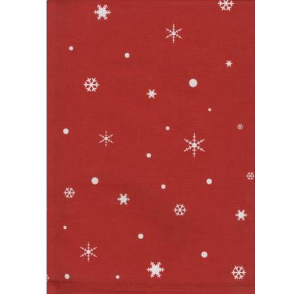 Tea Towel Snow Flake Bright Red by Dunroven House