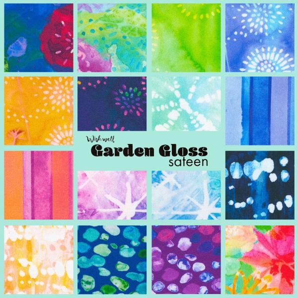 Garden Gloss Sateen Charm Squares by Wishwell for Robert Kaufman