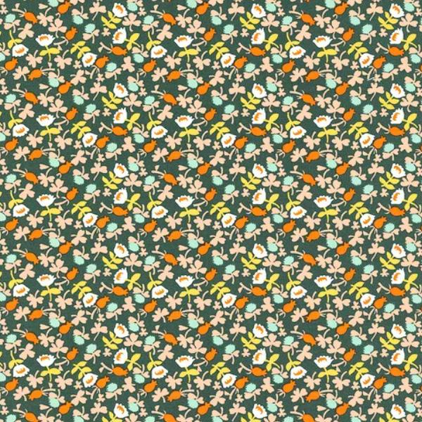 Lucky Rabbit Calico Dark Teal By Heather Ross For Windham Fabrics