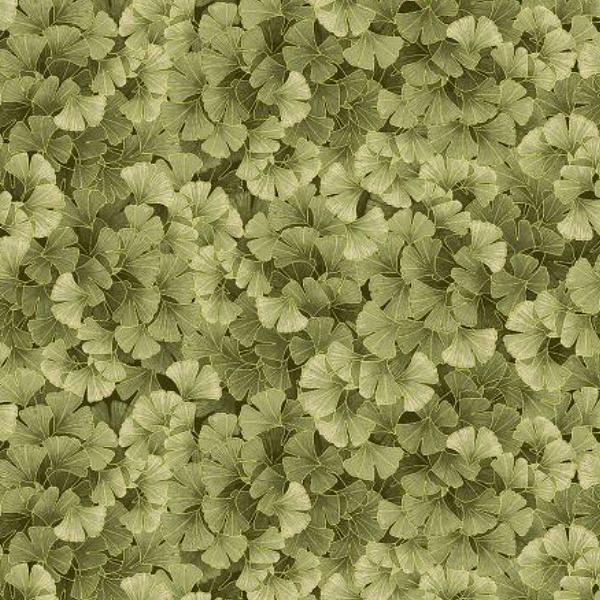 Kyoto Garden Ginko Metallic Green By Chong-A Hwang For Timeless Treasures