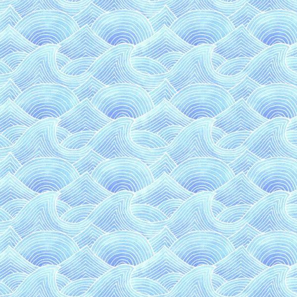 Deep Blue Sea Waves Light Blue By Stephanie Peterson Jones For P&B Fabrics