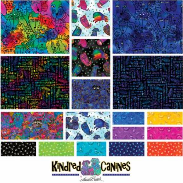 Kindred Canines 5In Squares By Laurel Burch For Clothworks