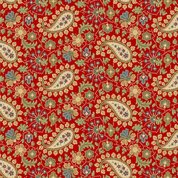 Villa Flora Dotted Paisley Red by Paula Barnes for Marcus Fabrics