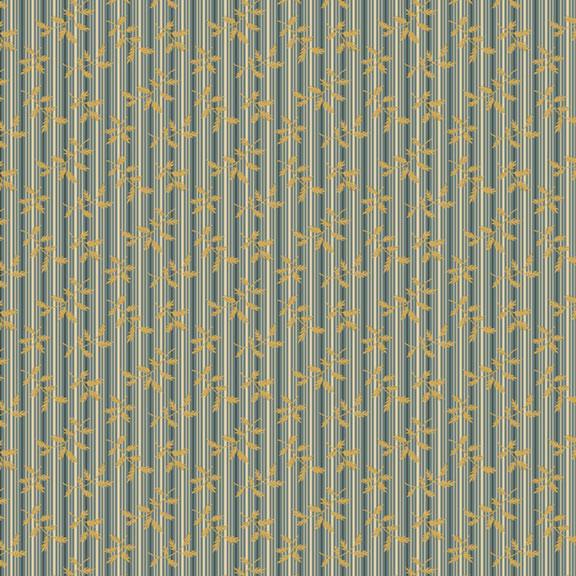 Villa Flora Floral Striped Fern Blue By Paula Barnes For Marcus Fabrics