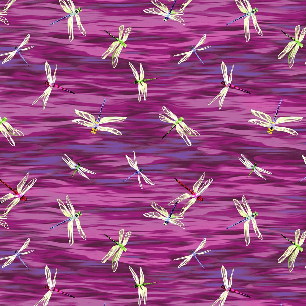 Dragonfly Days Dragonflies Eggplant By Cedar West For Clothworks