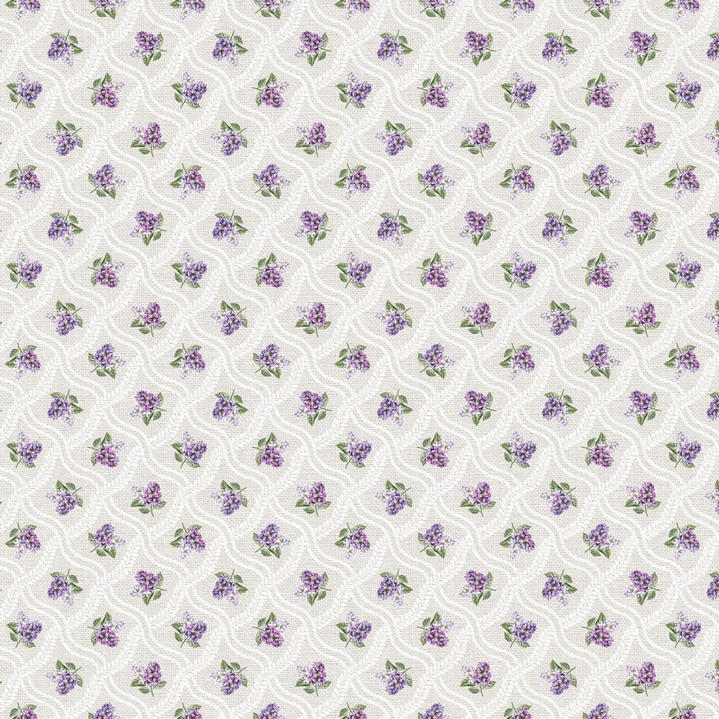 Lilac Garden Lilac Grid Pale Gray/Multi by Deborah Edwards for Northcott