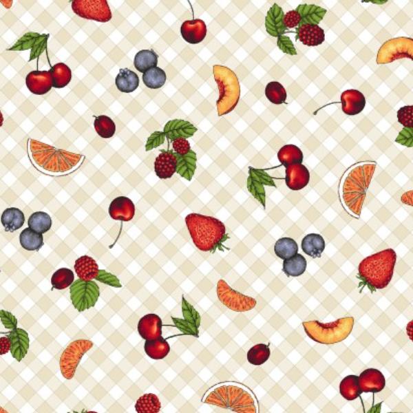 Fancy Fruit Gingham Fruit Cream By Kris Lammers For Maywood Studio