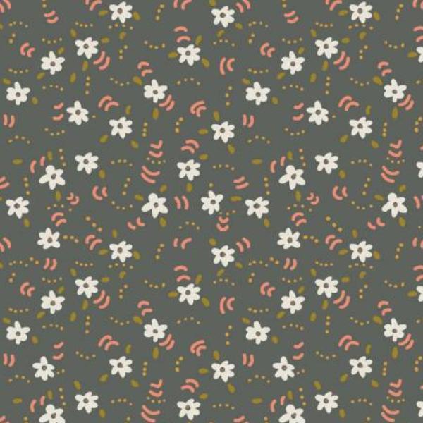 Cluck Cluck Bloom Flower Dance Dark Taupe By Teresa Magnuson For Clothworks