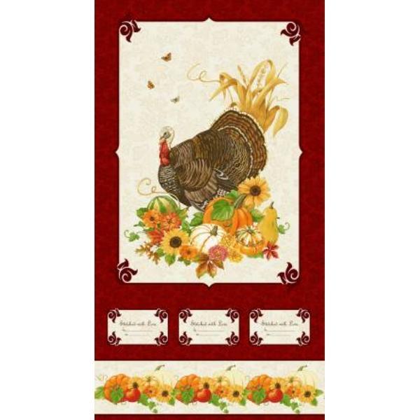 Turkey Talk Panel Burgundy By Jane Allison For Henry Glass