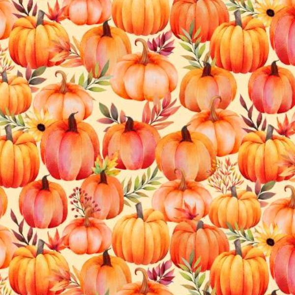 Autumn Light Packed Pumpkins Cream By Lola Molina For Wilmington Prints